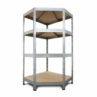 Rohový kovový regál RIVET s HDF policí, 180x90x45x64,5 cm - Hover
