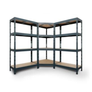 Bezšroubový kovový regál RIVET CORNER PACK 180x180x180x45 cm, 4x HDF police, antracitová barva - Hover