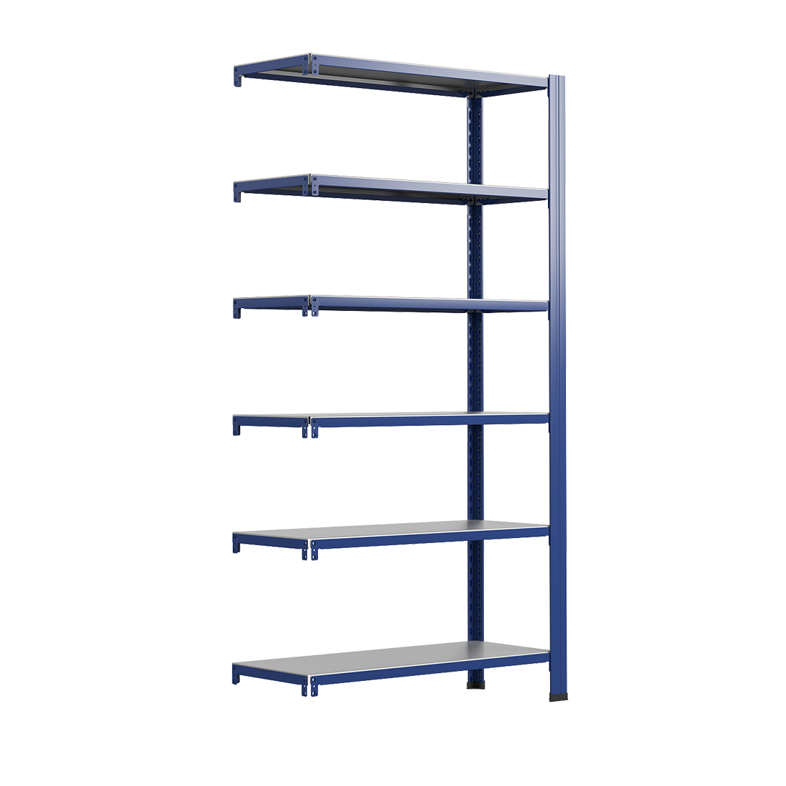 Bezšroubové kovové regál přídavný modul 200x60x50cm T profil, 6 polic