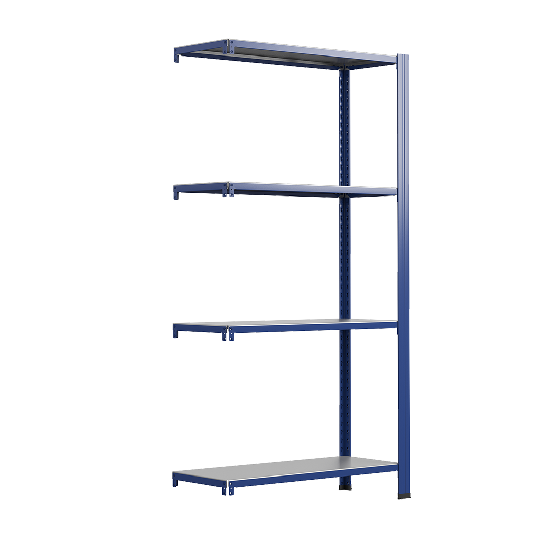 Bezšroubové kovové regál přídavný modul 200x80x30cm T profil, 4 police