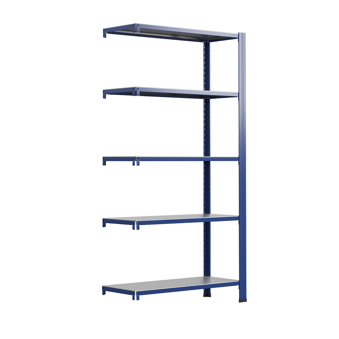 Bezšroubové kovové regál přídavný modul 200x120x50cm T profil, 5 polic