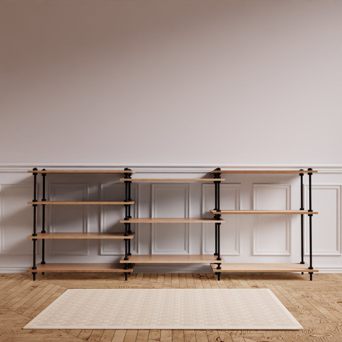 Kovové regály v industriálním stylu DECO s 10 policemi, 92,5x235x35 cm