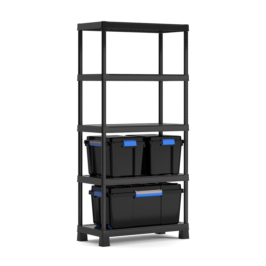 Plastový regál 180x90x45 cm a 2x plastový box Scuba M a 1x plastový box Scuba L