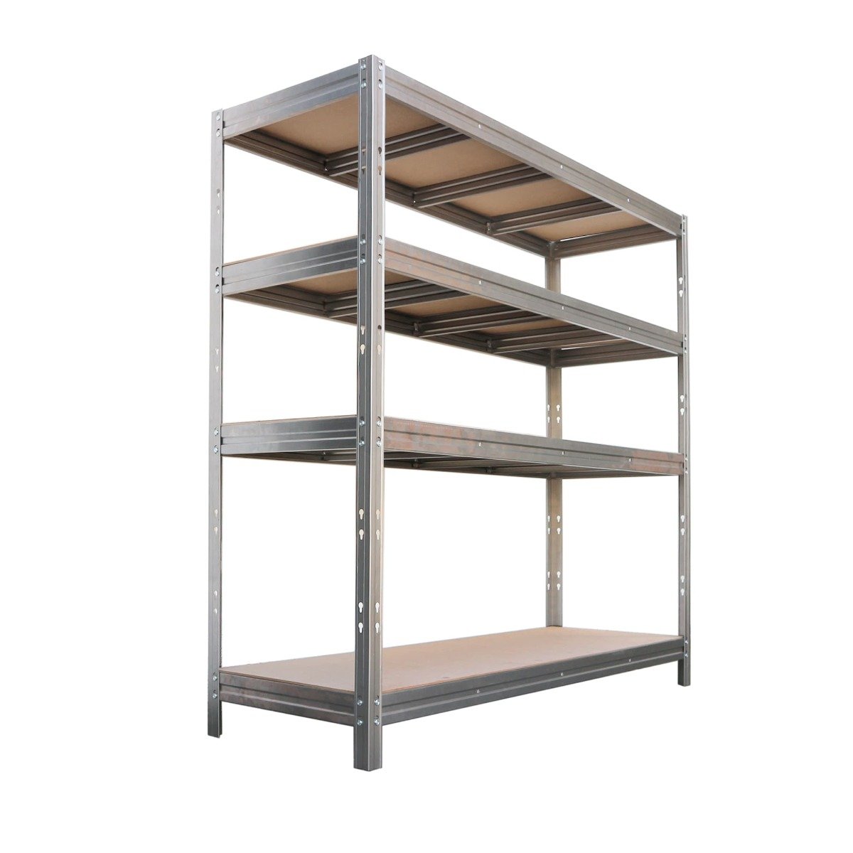 Kovový regál BULLRACK RIVET, 200x200x60 cm, 4x DTD police, 450 kg na polici, zinek